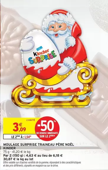 Kinder - Moulage Surprise Traineau Père Noël