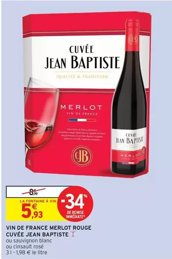 La Fontaine À Vin - Vin De France Merlot Rouge Cuvée : Une cuvée exceptionnelle à découvrir