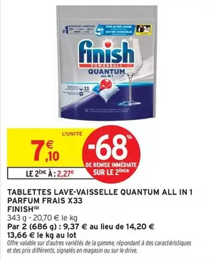 Finish Quantum All In 1 - Tablettes Lave-vaisselle Parfum Frais