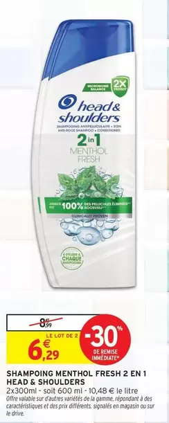 head & shoulders - shampoing menthol fresh 2 en 1