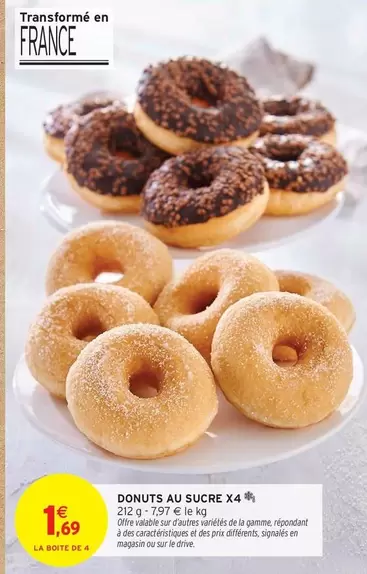 Donuts Au Sucre X4 offre à 1,69€ sur Intermarché Hyper