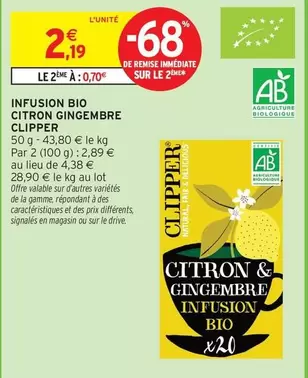 clipper - infusion bio citron gingembre