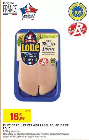 Loué - Filet De Poulet Fermier Label Rouge Igp X2