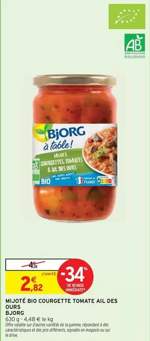 Bjorg - Moulé Bio Courgette Tomate Ail Des Ours