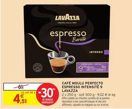 Lavazza Café Moulu Perfecto Espresso - Intensité 9, pour un goût riche et intense