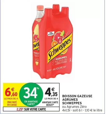 Schweppes - Boisson Gazeuse Agrumes offre à 4,35€ sur Intermarché Hyper