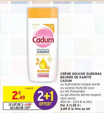 cadum - crème douche surgras beurre de karité