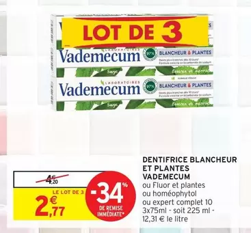 Vademecum - Dentifrice Blancheur Et Plantes