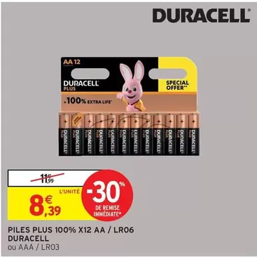 Duracell - Piles Plus 100% X12 AA/LR06