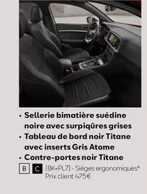 Sellerie Bimatière Suédine Noire Avec Surpiquéres Grises offre à 475€ sur SEAT