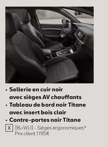 Sellerie En Cuir Noir offre à 1195€ sur SEAT