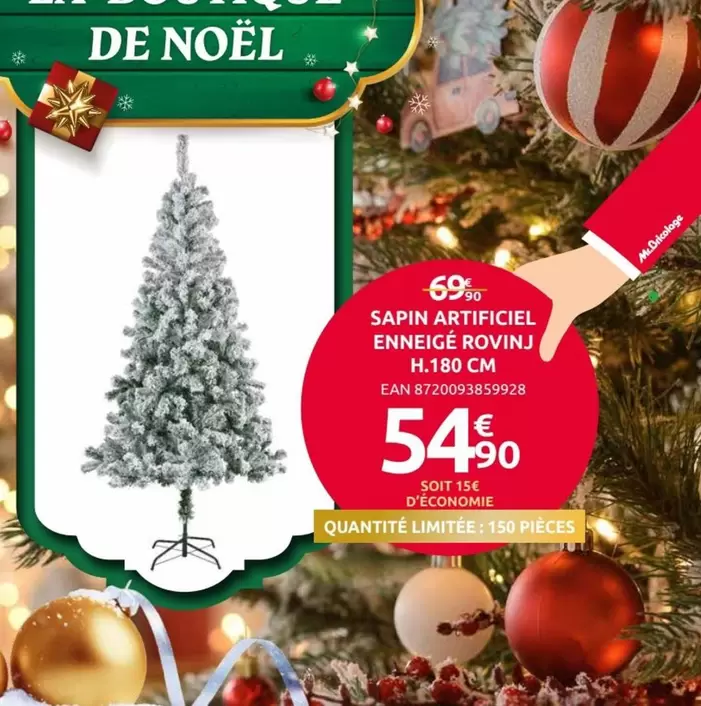 Sapin Artificiel Enneigé Rovin offre à 54,9€ sur Mr Bricolage