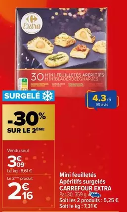 Carrefour - Mini Feuilletés Apéritifs Surgelés offre à 3,09€ sur Carrefour Market