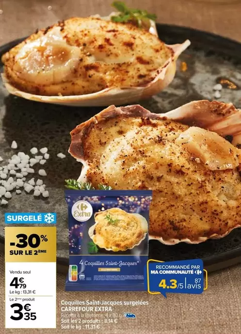 Carrefour - Coquilles Saint-jacques Surgelées offre à 4,79€ sur Carrefour Market