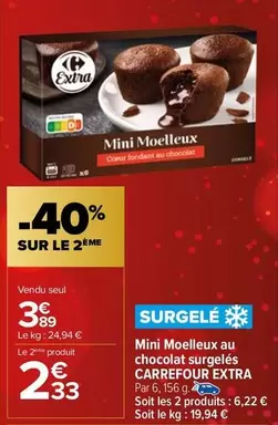 Carrefour - Mini Moelleux Au Chocolat Surgelés offre à 3,89€ sur Carrefour Market