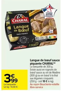 Charal - Langue De Bœuf Sauce Piquante offre à 3,99€ sur Carrefour Market