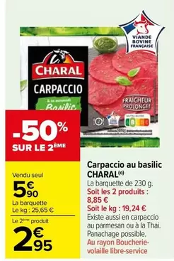 Charal - Carpaccio Au Basilic offre à 5,9€ sur Carrefour Market