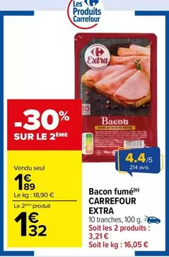 Carrefour - Bacon Fumé offre à 1,89€ sur Carrefour Market