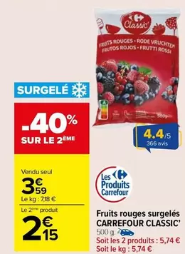 Carrefour - Fruits Rouges Surgelés offre à 3,59€ sur Carrefour Market