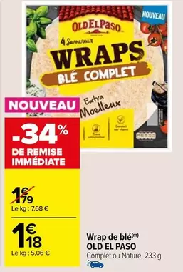 Old El Paso - Wraps De Ble offre à 1,18€ sur Carrefour Market