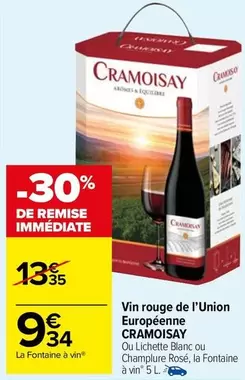 Cramoisay - Vin Rouge De L'union Européenne offre à 9,34€ sur Carrefour Market