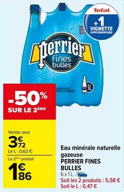 Perrier - Eau Minérale Naturelle Gazeuse Fines Bulles offre à 3,72€ sur Carrefour Market