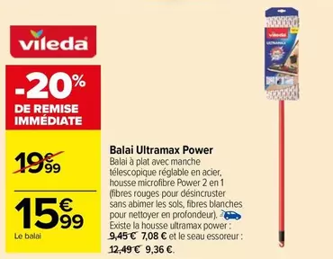 Vileda - Balai Ultramax Power offre à 15,99€ sur Carrefour Market