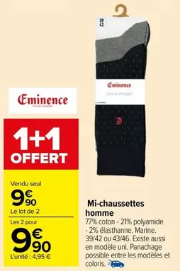 Eminence - Mi-chaussettes Homme offre à 9,9€ sur Carrefour Market