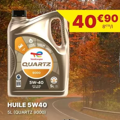 Quartz - Huile 5w40 offre à 40,9€ sur Carter-Cash