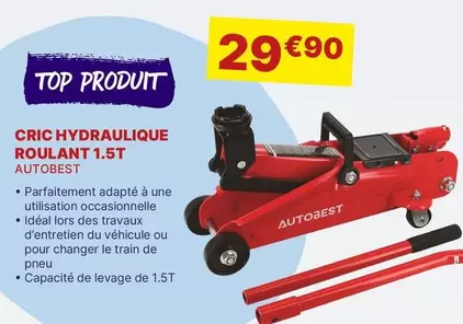 Top Produit - Cyc Hydraulique Roulant 1.5t offre à 29,9€ sur Carter-Cash