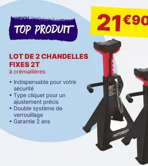 Lot De 2 Chandelles Fixes 2t offre à 21,9€ sur Carter-Cash