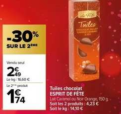 Orange - Tuiles Chocolat offre à 2,49€ sur Carrefour