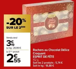 Esprit De Fête - Rochers Au Chocolat Délice Croquant offre à 3,19€ sur Carrefour