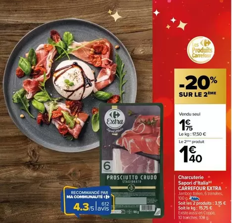 Carrefour - Extra Charcuteria Sapori & Italia offre à 1,75€ sur Carrefour