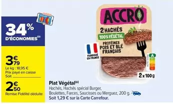 Accro - Plat Végétal offre à 2,5€ sur Carrefour