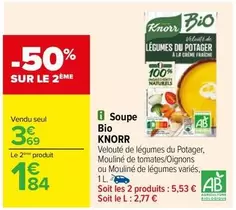 Knorr - Soupe Bio offre à 3,69€ sur Carrefour