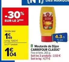 Carrefour - Moutarde De Dijon offre à 1,49€ sur Carrefour