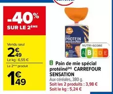 Carrefour - Pain De Mie Spécial Protéiné offre à 2,49€ sur Carrefour