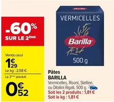 Barilla - Pâtes offre à 1,29€ sur Carrefour