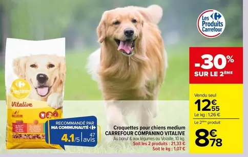 Carrefour - Croquettes Pour Chiens Medium Companino Vitalive offre à 12,55€ sur Carrefour