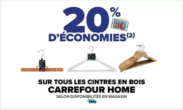 Carrefour - Sur Tous Les Cintres En Bois Home offre sur Carrefour