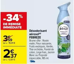 Febreze - Désodorisant Aérosol offre à 2,37€ sur Carrefour