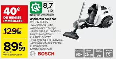 Bosch - Aspirateur Sans Sac Réf. : BGS05A322 offre à 89,99€ sur Carrefour