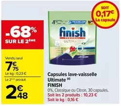 Finish - Capsules Lave-vaisselle Ultimate offre à 7,75€ sur Carrefour