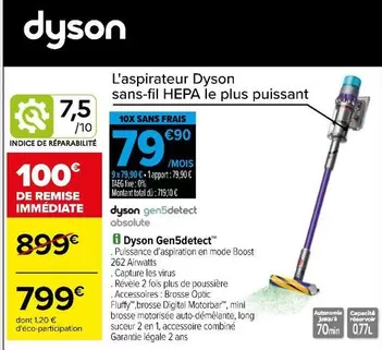 Dyson - L'Aspirateur Sans-Fil HEPA Le Plus Puissant offre à 799€ sur Carrefour