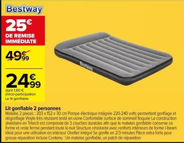 Bestway - Lit Gonflable 2 Personnes offre à 24,99€ sur Carrefour