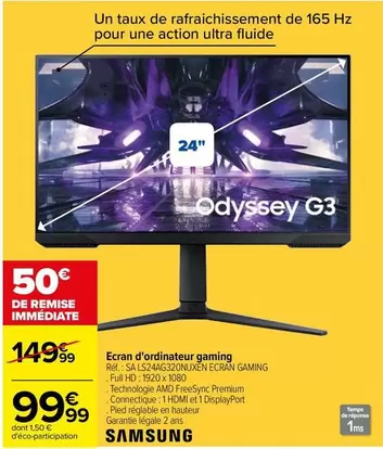 Samsung - Ecran D'Ordinateur Gaming offre à 99,99€ sur Carrefour