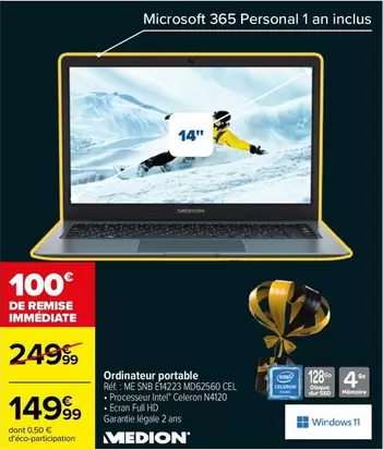 Medion - Ordinateur Portable offre à 149,99€ sur Carrefour