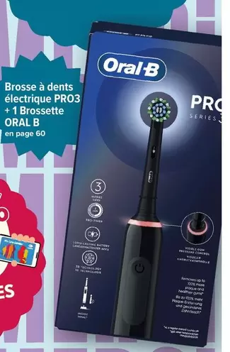 Oral-B - Brosse À Dents Électrique PRO3 + 1 Brossette offre sur Carrefour Drive