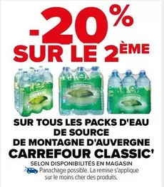 Carrefour - Promotion sur les Packs d'Eau de Source de Montagne d'Auvergne